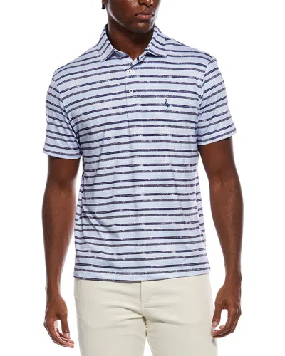 Tailorbyrd Stars And Stripes Printed Performance Polo Shirt In Blue