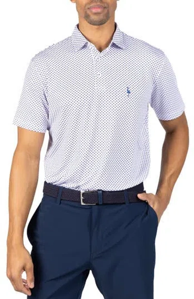 Tailorbyrd Stars Print Performance Polo In White