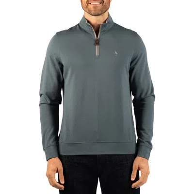 Tailorbyrd Stonewashed Quarter Zip Pullover In Storm Teal
