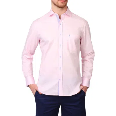 Tailorbyrd Stretch Cotton Button-up Shirt In Light Pink