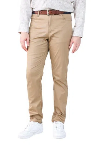 Tailorbyrd Stretch Cotton Chino Pants In Brown