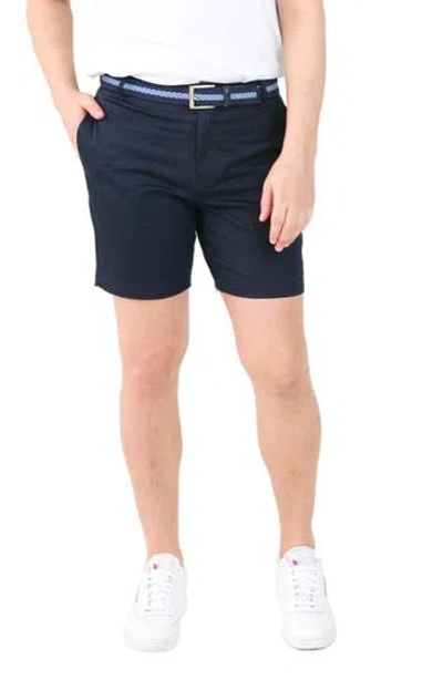 Tailorbyrd Stretch Cotton Chino Shorts In Blue