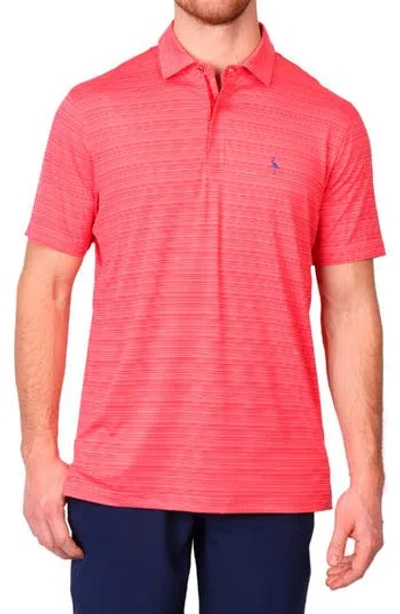 Tailorbyrd Stripe Performance Polo In Cherry Red