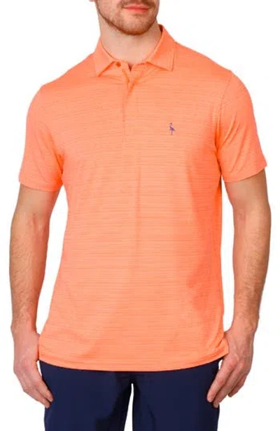 Tailorbyrd Stripe Performance Polo In Tangerine