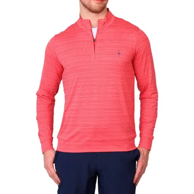 Tailorbyrd Stripe Quarter Zip Performance Polo In Cherry Red