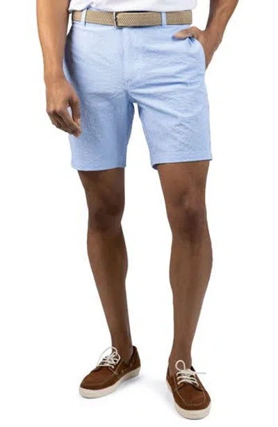 Tailorbyrd Stripe Seersucker Shorts In Blue