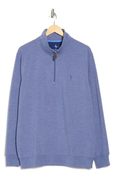 Tailorbyrd Sueded Fleece Quarter Zip Pullover In Denim Ble Heather