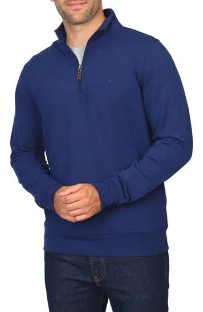 Tailorbyrd Sueded Fleece Quarter Zip Pullover In Navy
