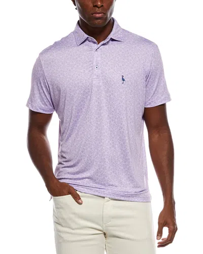 Tailorbyrd Summer Floral Printed Performance Polo Shirt In Purple
