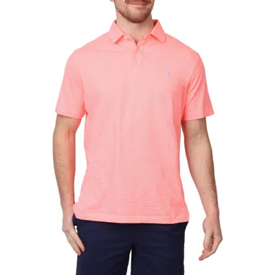 Tailorbyrd Supersoft Stripe Yarn Dye Polo In Neon Coral