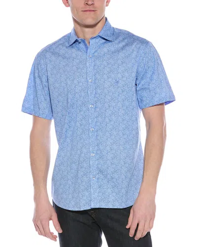 Tailorbyrd Swirls Poplin Stretch Shirt In Blue