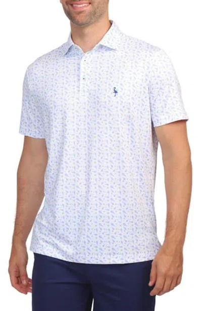 Tailorbyrd Tennis Racket Print Performance Polo In White