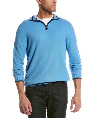 Tailorbyrd Textured 1/4-zip Sweater In Blue