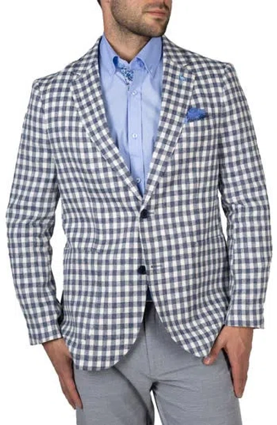 Tailorbyrd Textured Check Sport Coat In Ecru/navy