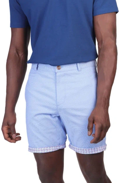 Tailorbyrd Textured Dobby Chino Shorts In Blue
