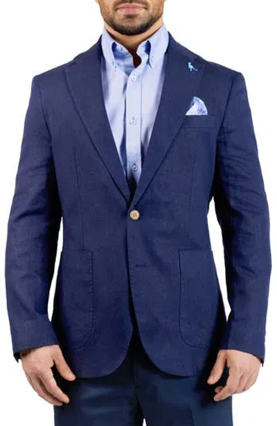 Tailorbyrd Textured Linen Blend Sport Coat In Blue
