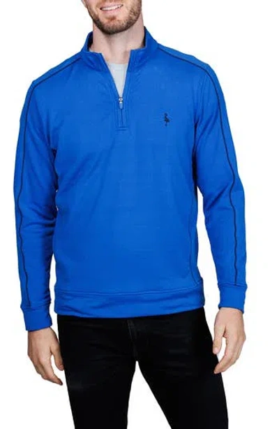 Tailorbyrd Textured Performance Quarter Zip Pullover In Blue
