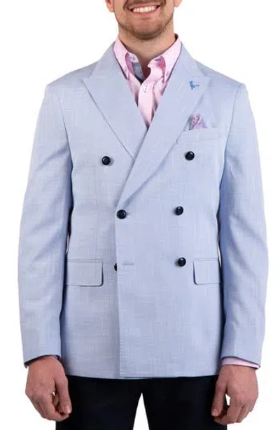 Tailorbyrd Textured Slub Double Breasted Sport Coat In Blue