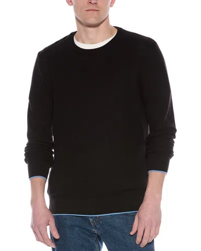 Tailorbyrd Textured Waffle Crewneck Sweater In Black