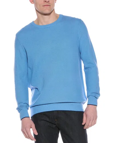 Tailorbyrd Textured Waffle Crewneck Sweater In Blue