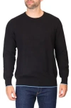 Tailorbyrd Textured Waffle Knit Crewneck Sweater In Black