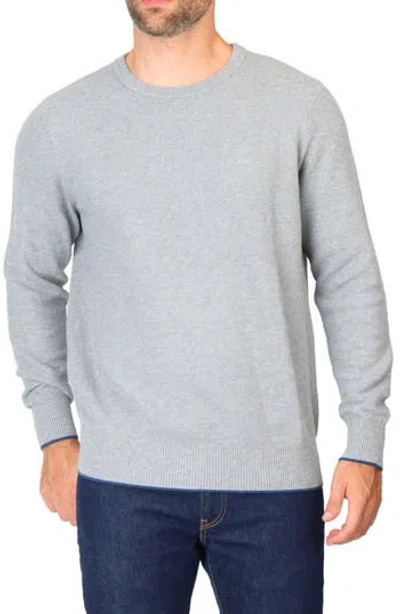 Tailorbyrd Textured Waffle Knit Crewneck Sweater In Grey Heather