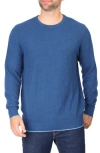 Tailorbyrd Textured Waffle Knit Crewneck Sweater In Indigo Blue