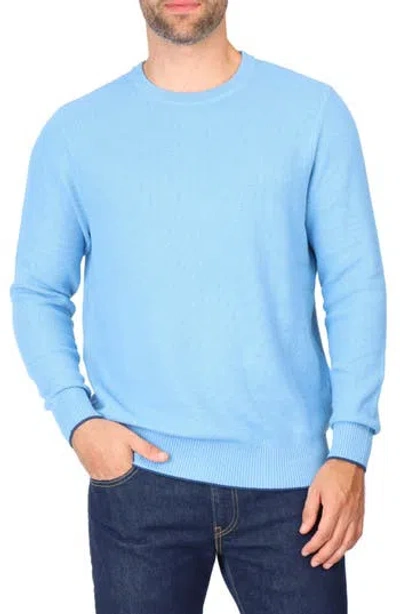 Tailorbyrd Textured Waffle Knit Crewneck Sweater In Light Blue