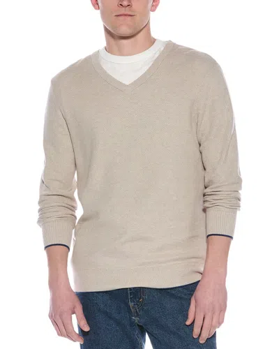 Tailorbyrd Textured Waffle V-neck Sweater In Brown