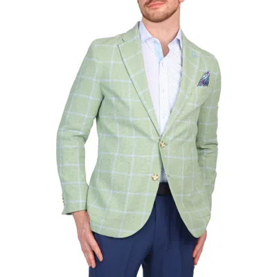 Tailorbyrd Textured Yarn Dyed Windowpane Sport Coat In Olive