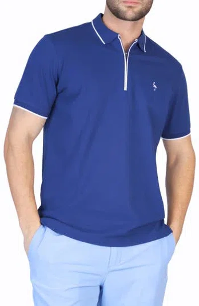 Tailorbyrd Micro Piqué Zipper Placket Polo In Navy