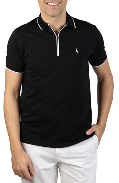 Tailorbyrd Tipped Piqué Polo In Black