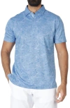 Tailorbyrd Tonal Floral Print Micro Piqué Polo In Blue Byrd