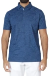 Tailorbyrd Floral Print Luxe Pique Polo In Navy