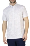 Tailorbyrd Tonal Floral Print Micro Piqué Polo In White Dove