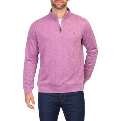 Tailorbyrd Tonal Tropical Print Micro Pique Pullover In Aubergine