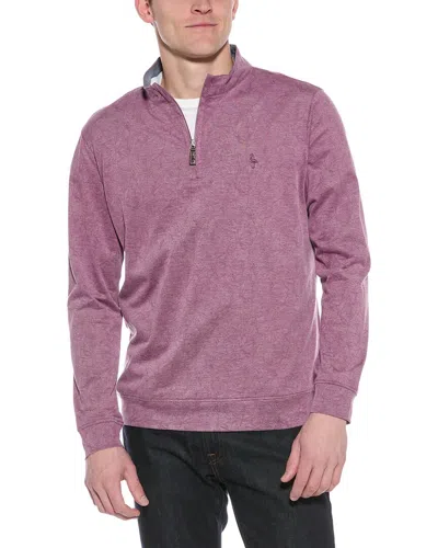 Tailorbyrd Tonal Tropical Print Pique 1/4-zip Mock Pullover In Purple