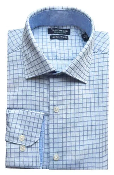 Tailorbyrd Trim Fit Dobby Check Non-iron Stretch Dress Shirt In Blue
