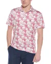 Tailorbyrd Tropical Hibiscus Print Performance Polo In Red
