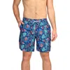 Tailorbyrd Tropical Print Swim Trunks In Navy