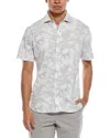 Tailorbyrd Floral Print Seersucker Short Sleeve Shirt In White