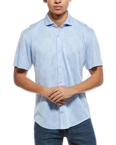 Tailorbyrd Tropical Printed Short Sleeve Shirt In Blue