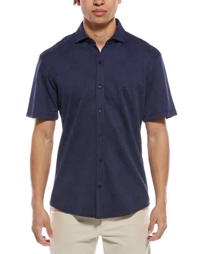 Tailorbyrd Tropical Printed Short Sleeve Shirt In Blue