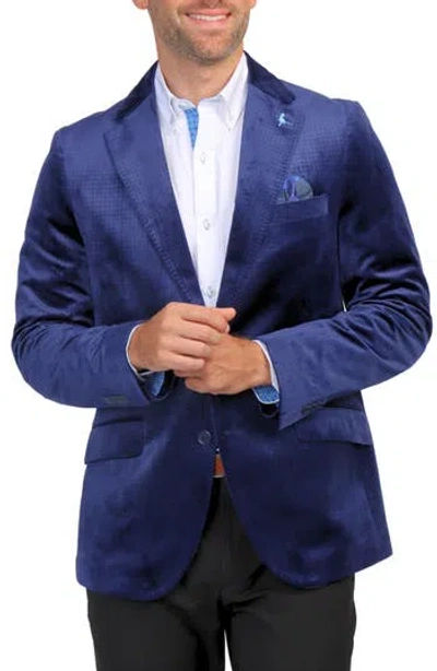 Tailorbyrd Velvet Embossed Houndstooth Sport Coat In Navy
