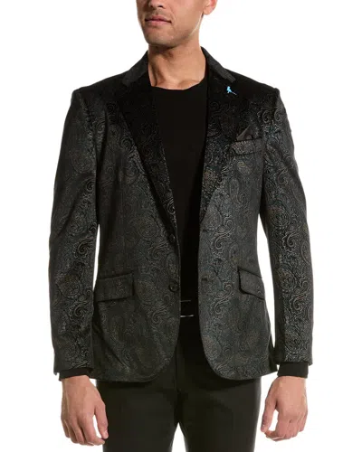Tailorbyrd Velvet Paisley Sportscoat In Black