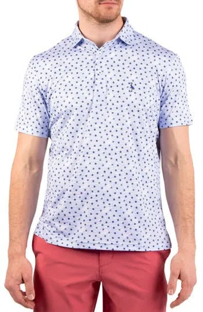 Tailorbyrd Vintage Stars Print Performance Polo In Blue