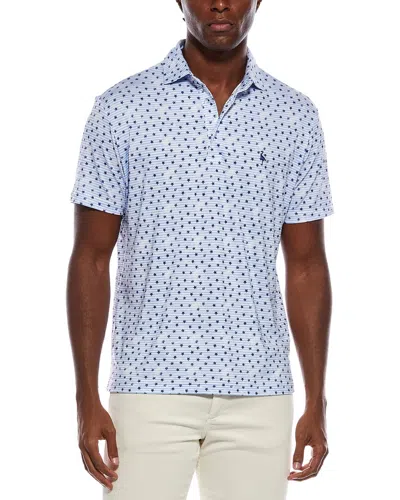 Tailorbyrd Vintage Stars Printed Performance Polo Shirt In Blue