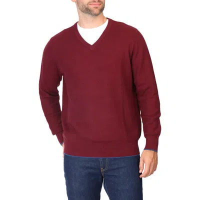 Tailorbyrd Waffle Knit V-neck Sweater Vest In Burgundy