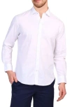 Tailorbyrd Windowpane Stretch Cotton Button Down Shirt In Dove White