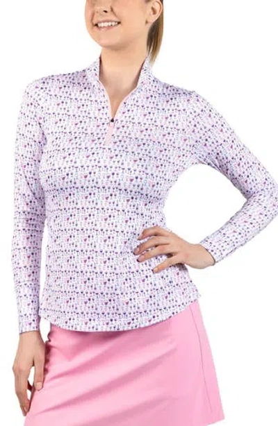Tailorbyrd Wine Glass Print Performance Quarter Zip Pullover In Purple